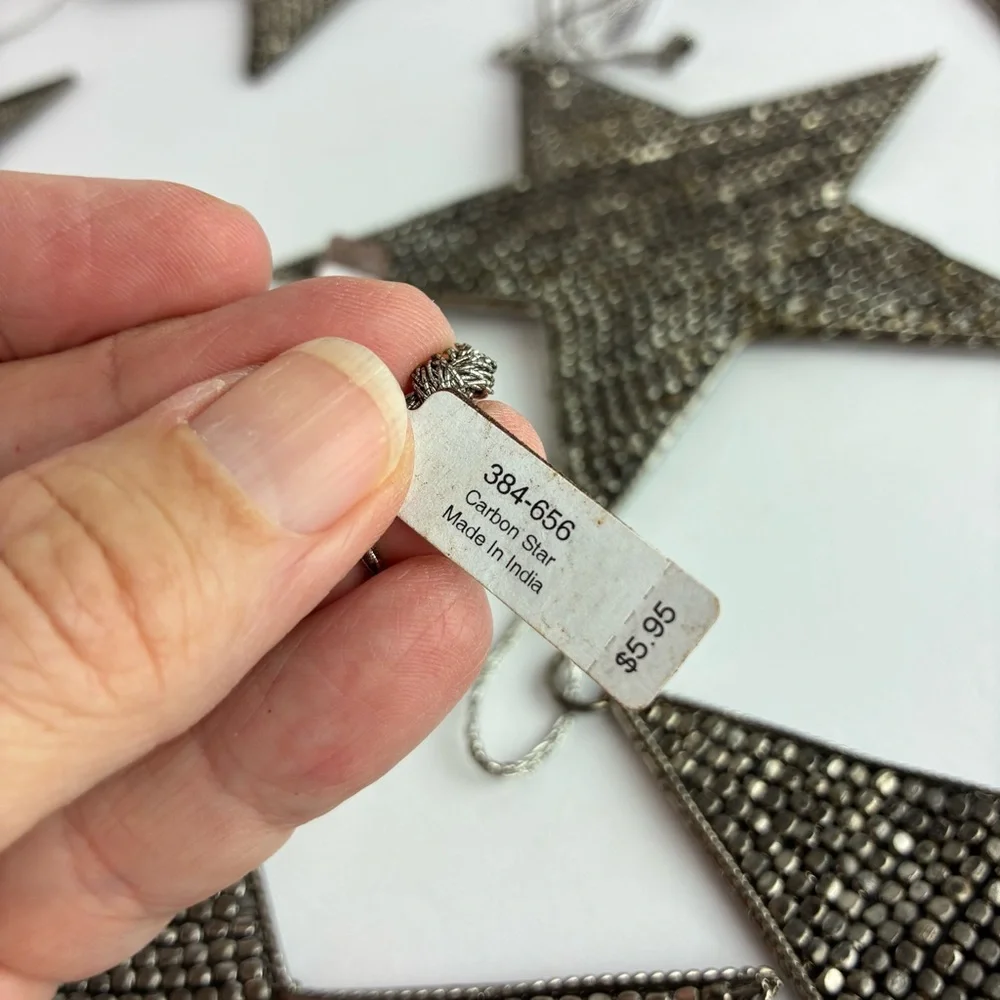 Crate & Barrel NWT Set of Beaded Metal Stars - Christmas Holiday - Perfect!